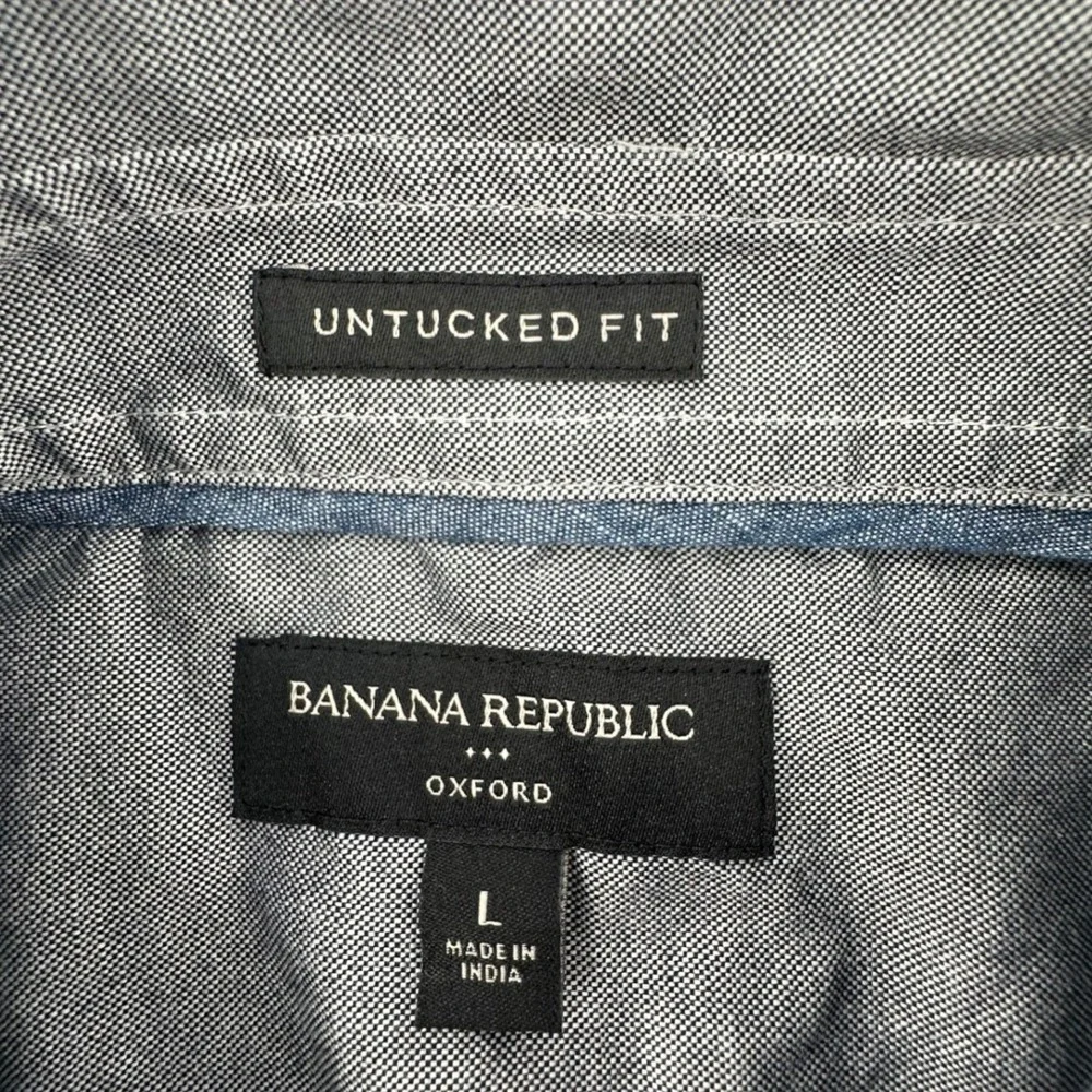 Banana Republic Oxford Shirt Mens Large Gray Untucked Fit Button Down Preppy